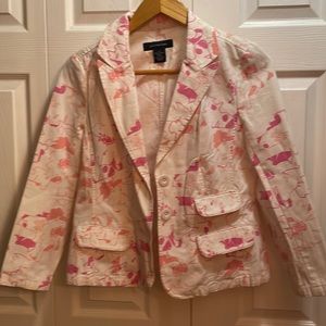 calvin klein jeans jacket size Lcolour pink white 100percent cotton